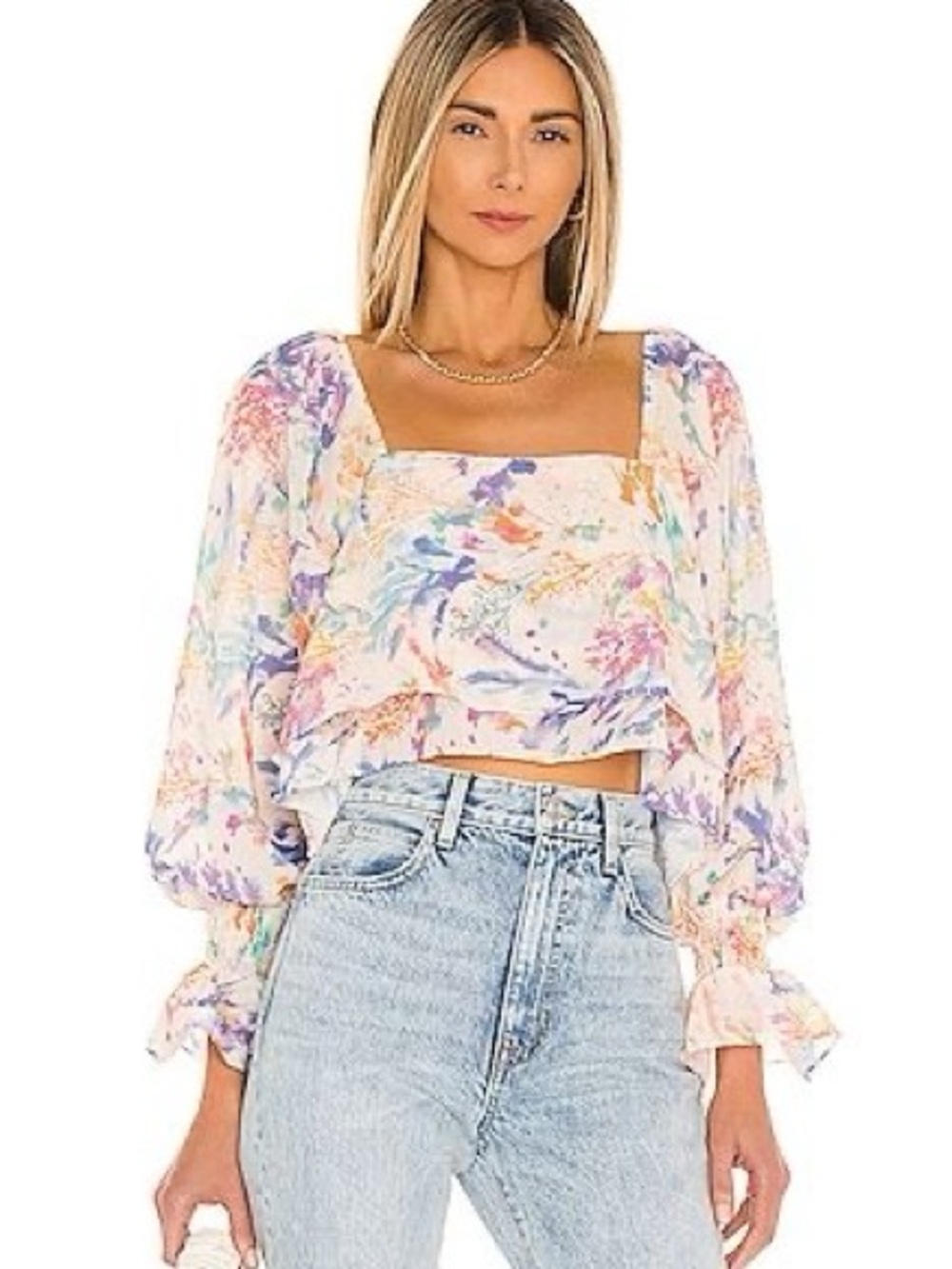 Amanda Uprichard Kade Top in Floressence Floral Cropped Size S